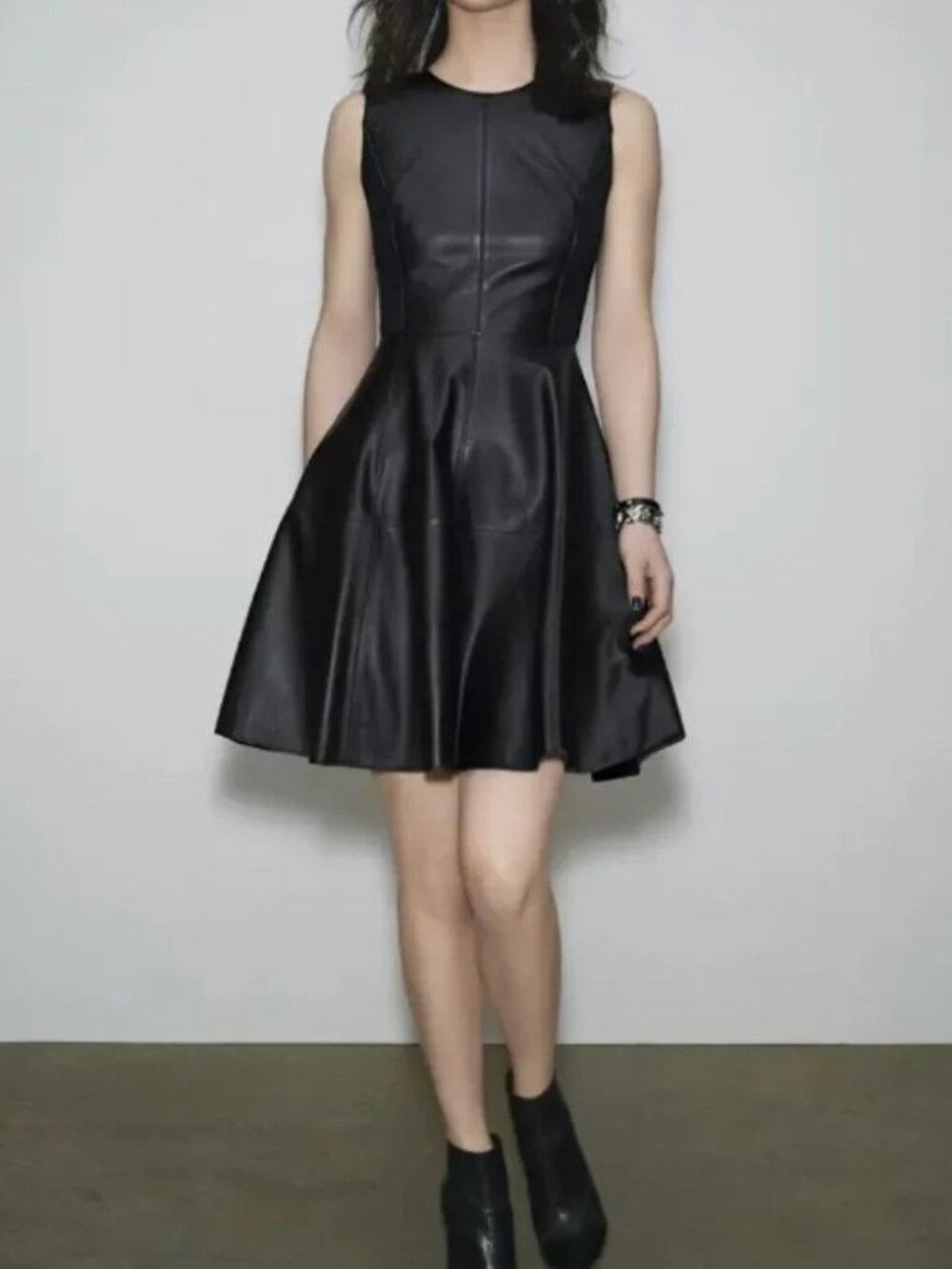 Halogen NEW Dress Black Leather Back Zip & Ponte Outfit Women's 6
